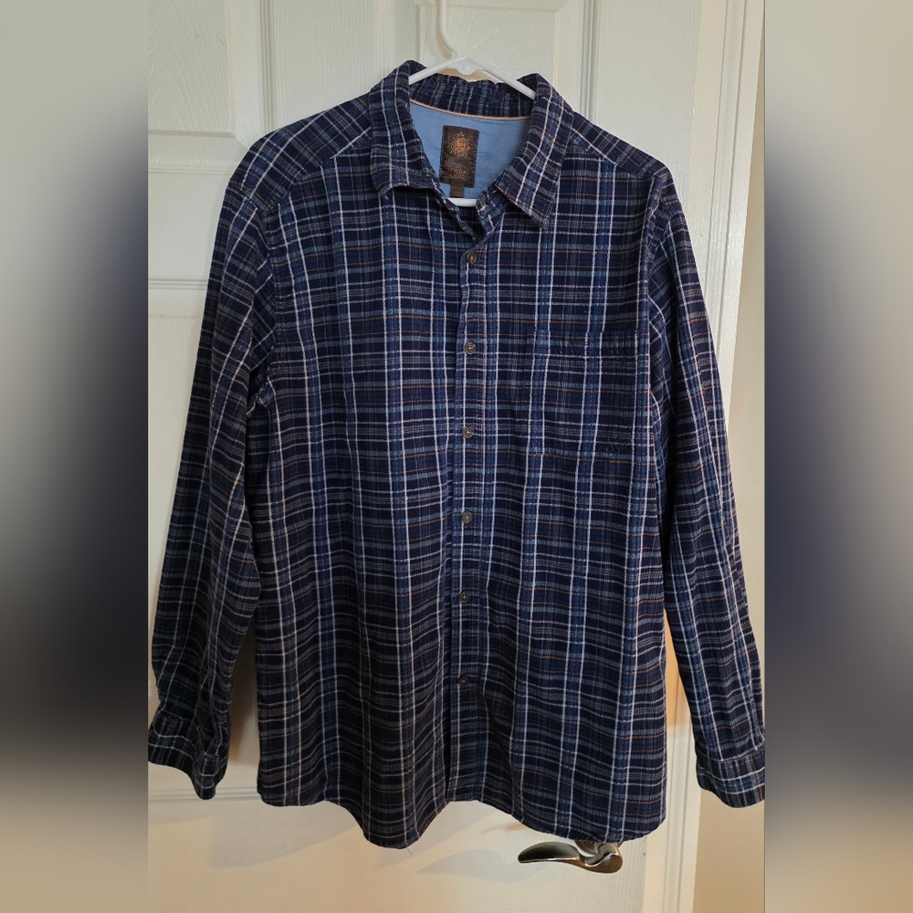 The Territory Ahead Blue Brown Plaid Shirt XL